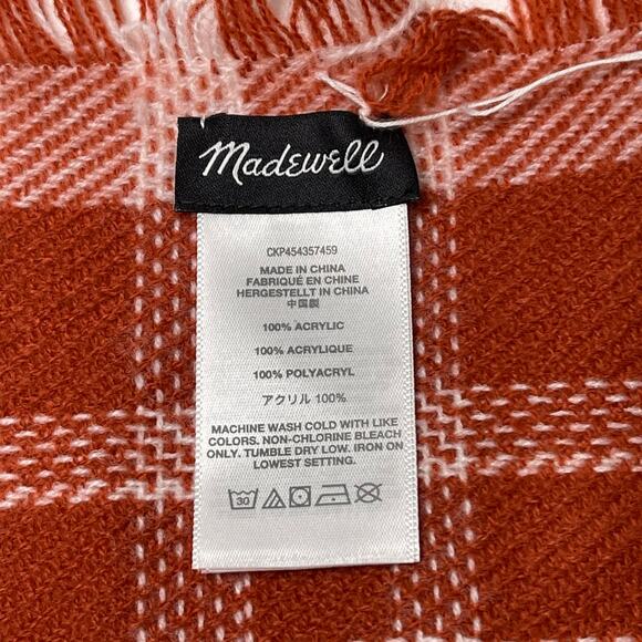 Madewell Blanket Scarf Plaid Rust NWOT - Picture 6 of 6